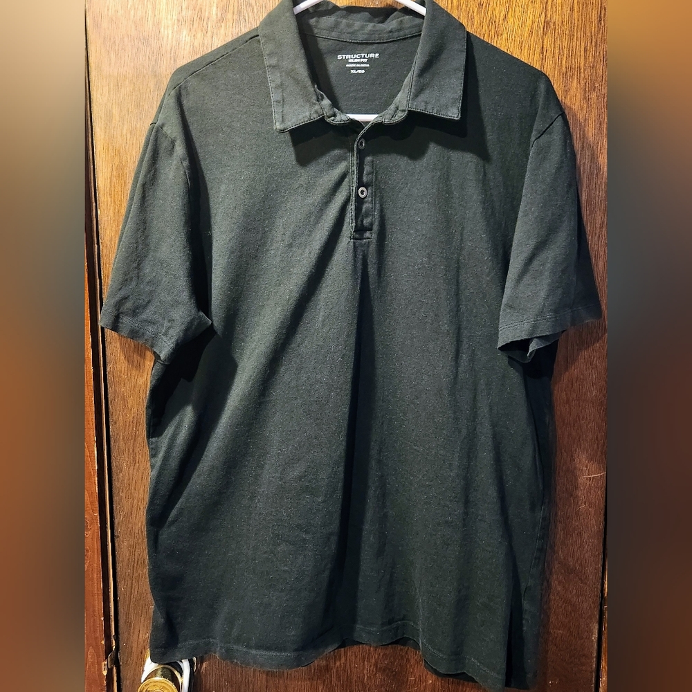 Mens Structure Slim Fit XL Polo Shirt Black